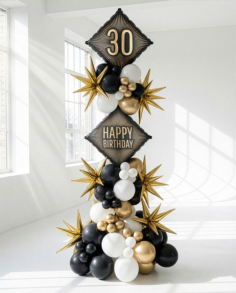PartyDeco Folienballon Zahl 30 – Mehrfarbig – 46 × 46 cm – 1 Stk