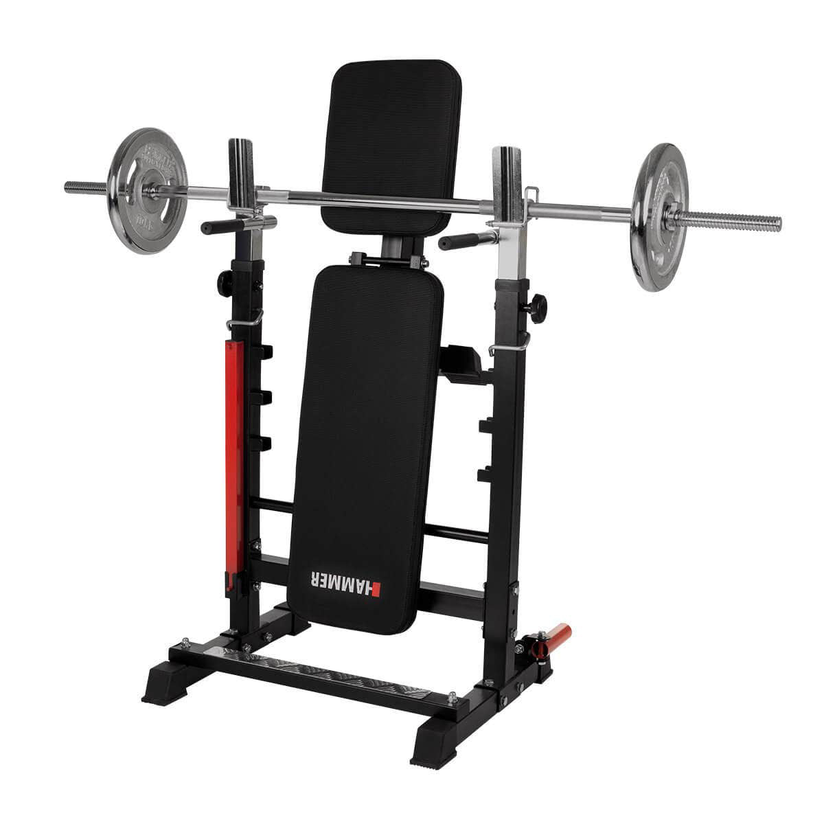 HAMMER Force 4.0 – Hantelbank, 180 kg, 133 × 70 × 114 cm – Schwarz/Rot, Stahl