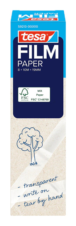 tesafilm PAPER Beschriftungs-/Abdeckband (Papier) – 19 mm × 10 m, transparent, 8 Rollen