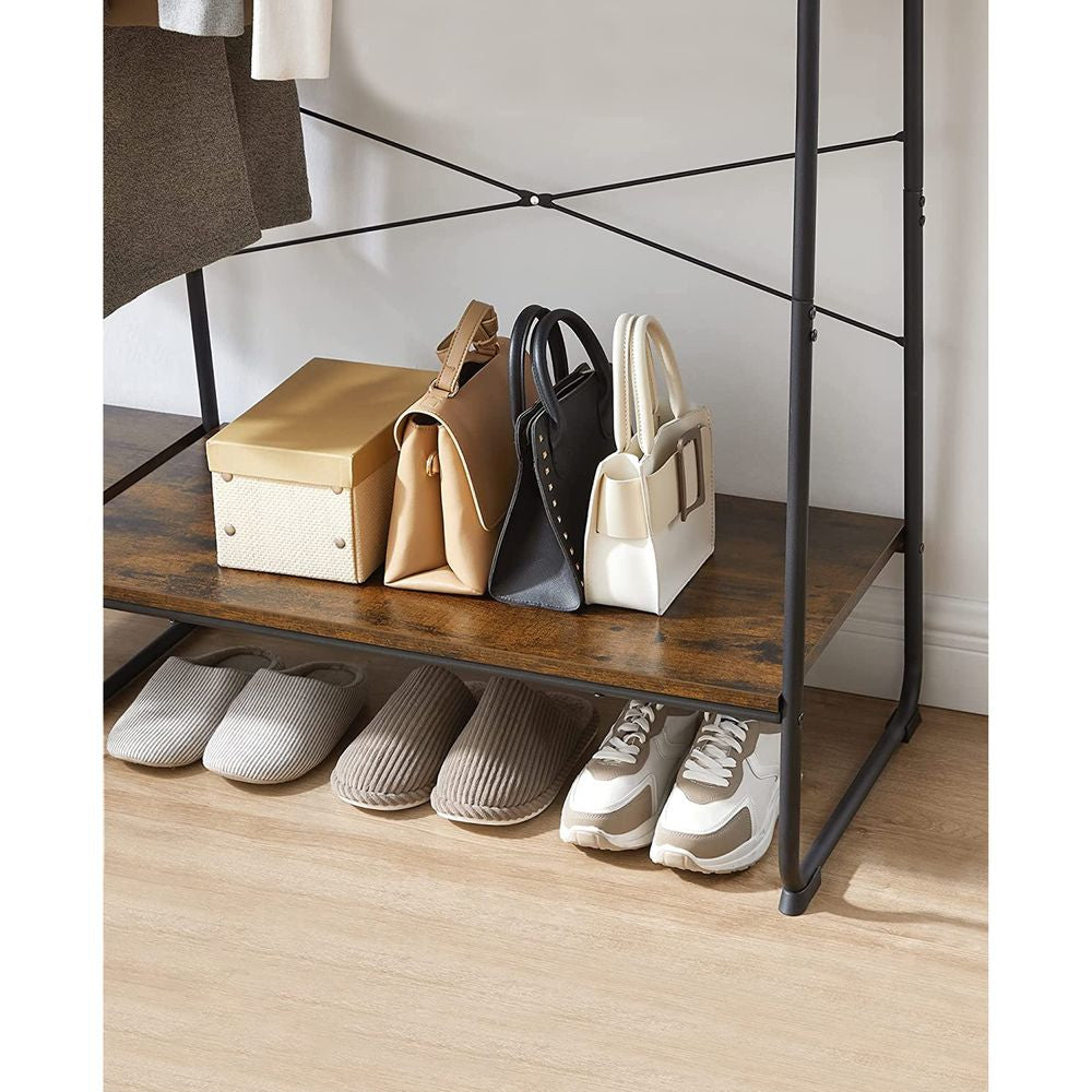 Vasagle Kleiderständer – 5 Ebenen, Stahl/Spanplatte, Schwarz/Braun, 120 × 45 × 160 cm, Traglast 220 kg