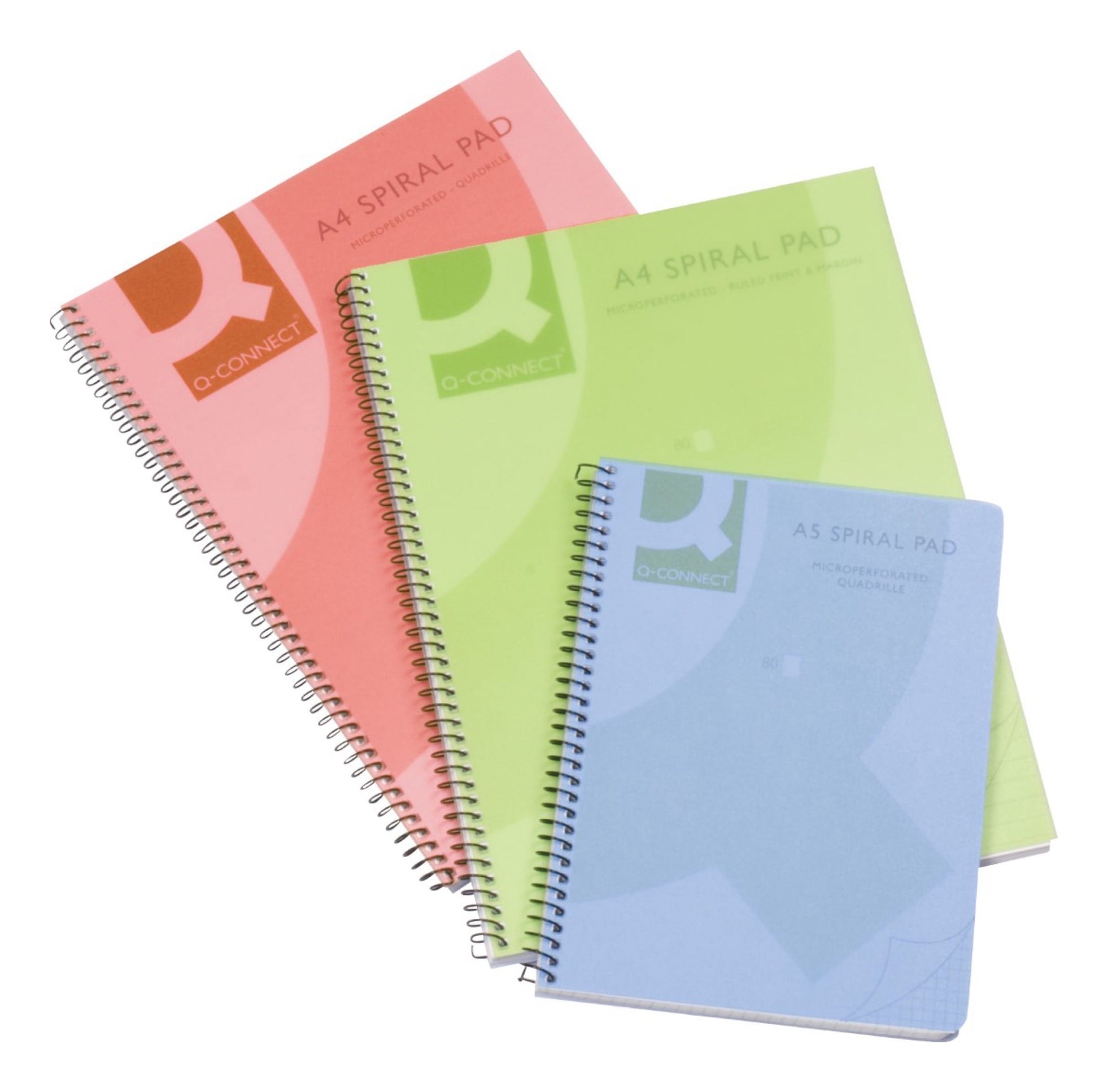 Q-CONNECT Spiralblock, Softcover, 80 Blatt, mikroperforiert, 4-fach gelocht, 70 g/m² – Blau