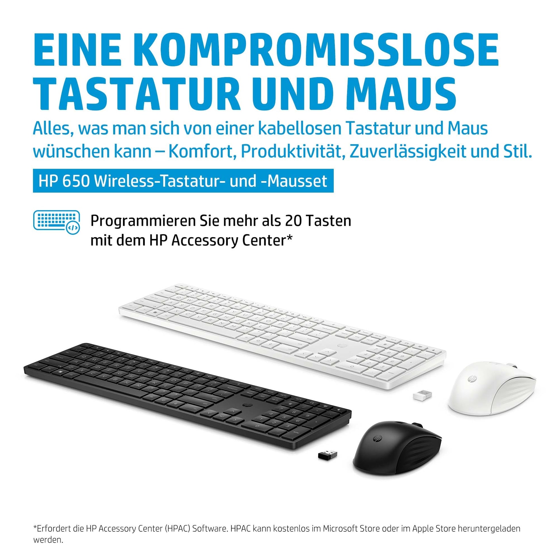 HP 650 Wireless – Tastatur- und Maus-Set – Membran – 2,4 GHz – Schwarz