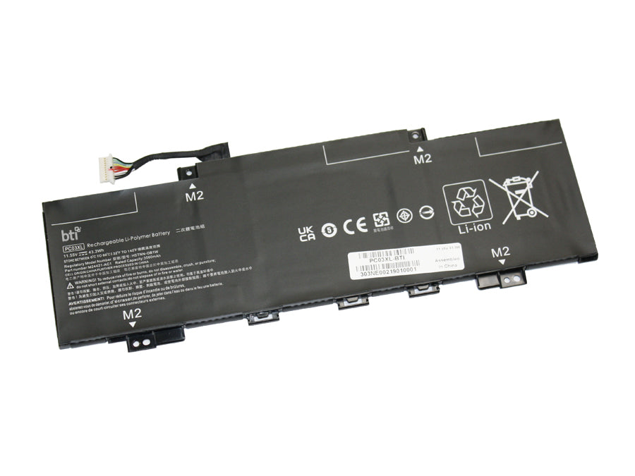 BTI Notebook-Akku – für HP – 43,3 Wh, 11,55 V (3 Zellen) – Schwarz