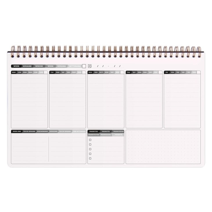 Clairefontaine AgeBag – Wochenplaner ohne Jahr, 15 Monate, 29,7 × 17,0 cm, Hardcover, Spiralbindung, Braun