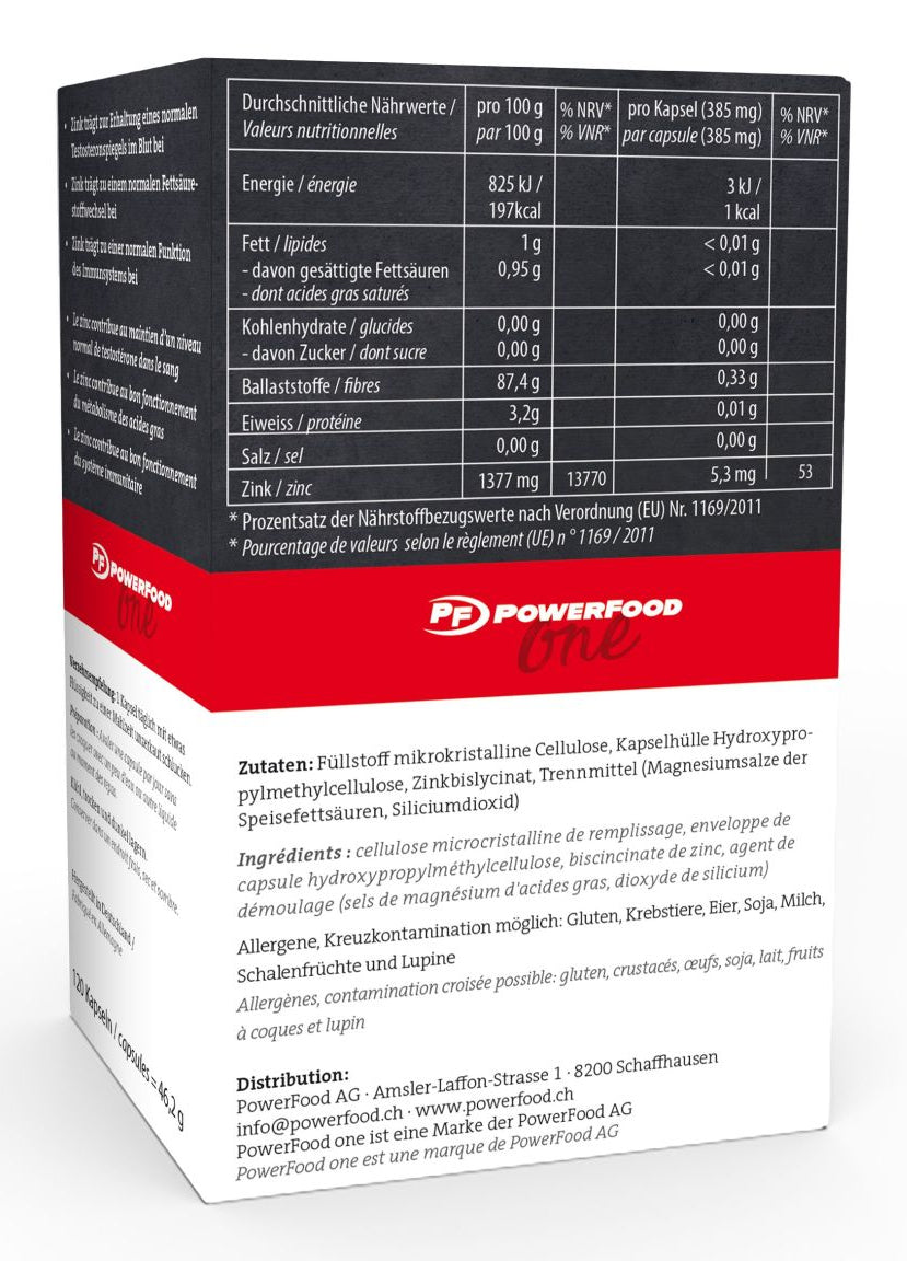 PowerFood Zinkbisglycinat Kapseln – vegan – 60 g