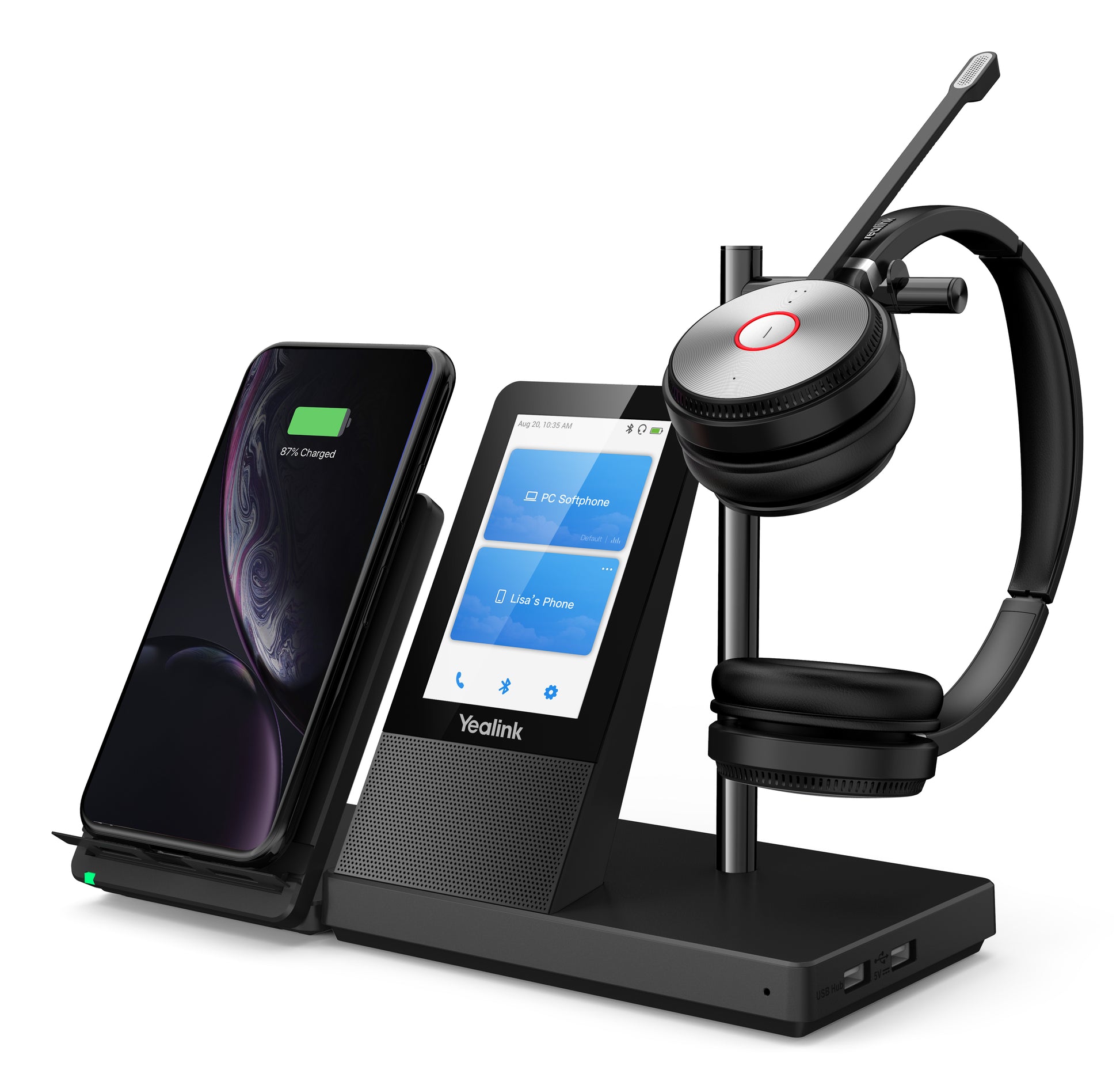 Yealink WH66 Dual UC – Duo Headset – DECT, mit Basisstation – Schwarz – bis 14 h