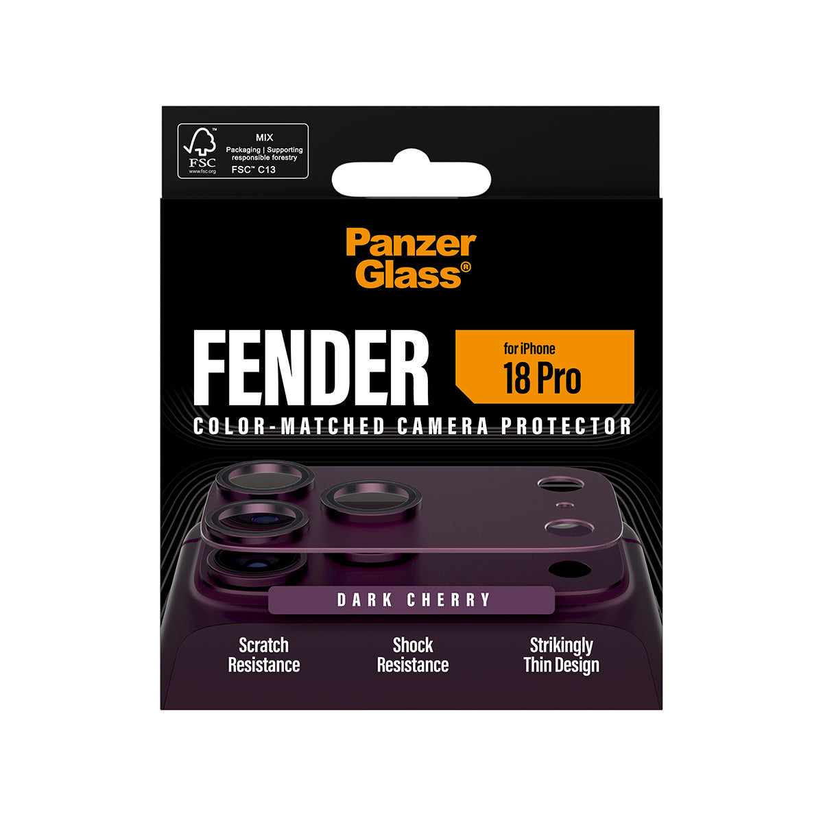 PanzerGlass Kameralinsenschutz – für iPhone 18 Pro – Dunkelrot