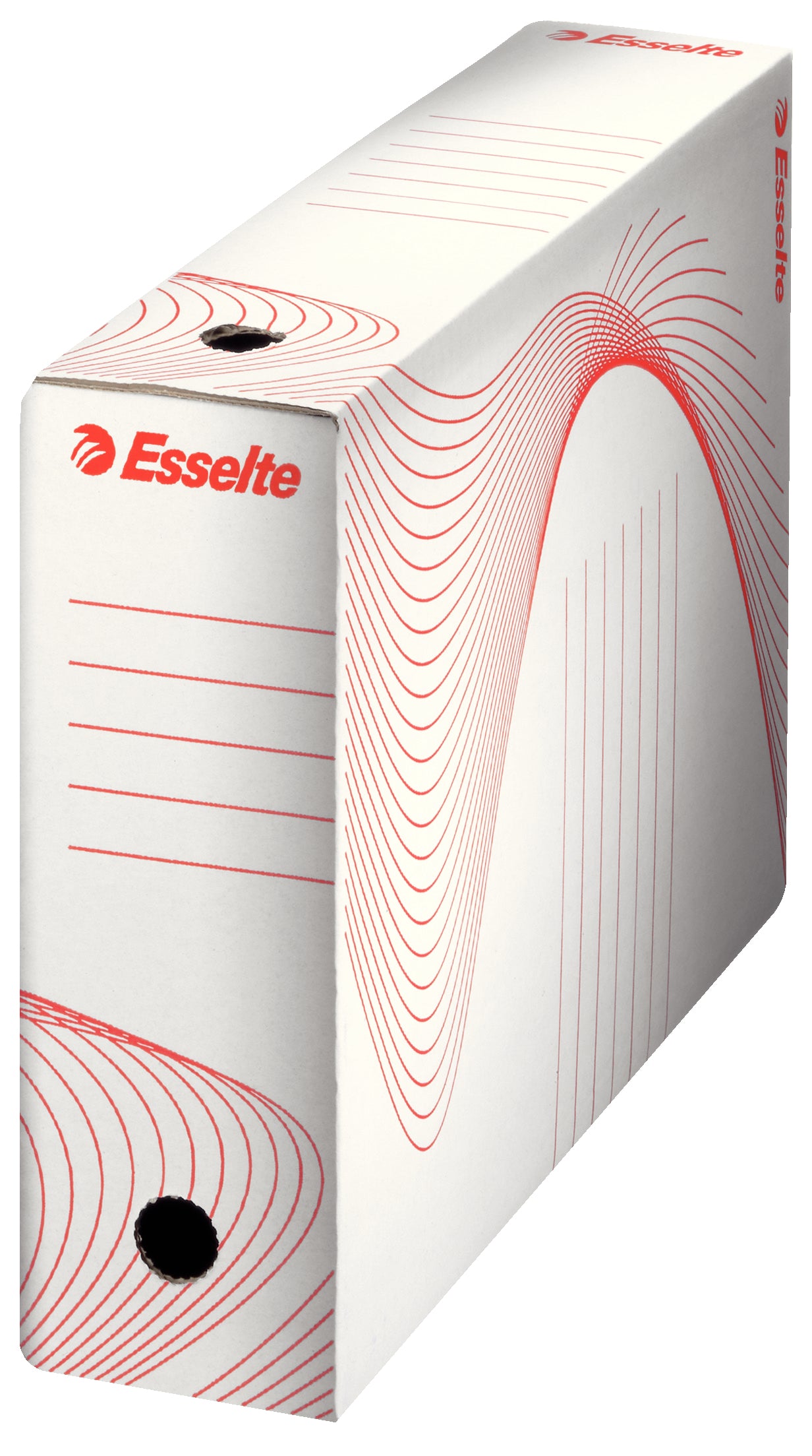 Esselte Archivschachtel – für A4, B 100 × H 352 × T 250 mm, mit Griffloch, weiss, Karton, 1 Stück