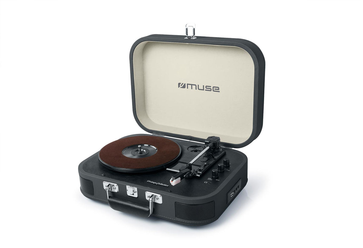 Muse MT-201 DG – Plattenspieler (Riemenantrieb), Bluetooth, Phono-Vorverstärker, 33⅓/45/78 U/min – Schwarz