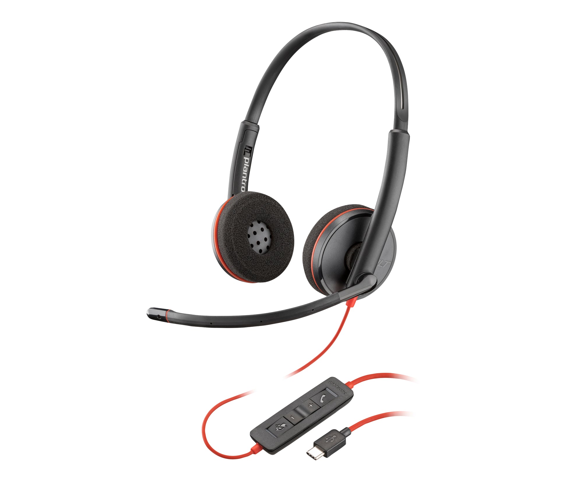 Poly Blackwire C3220 Office-Headset – On-Ear, Stereo, Kabelgebunden (USB-C), mit Tragetasche, Schwarz