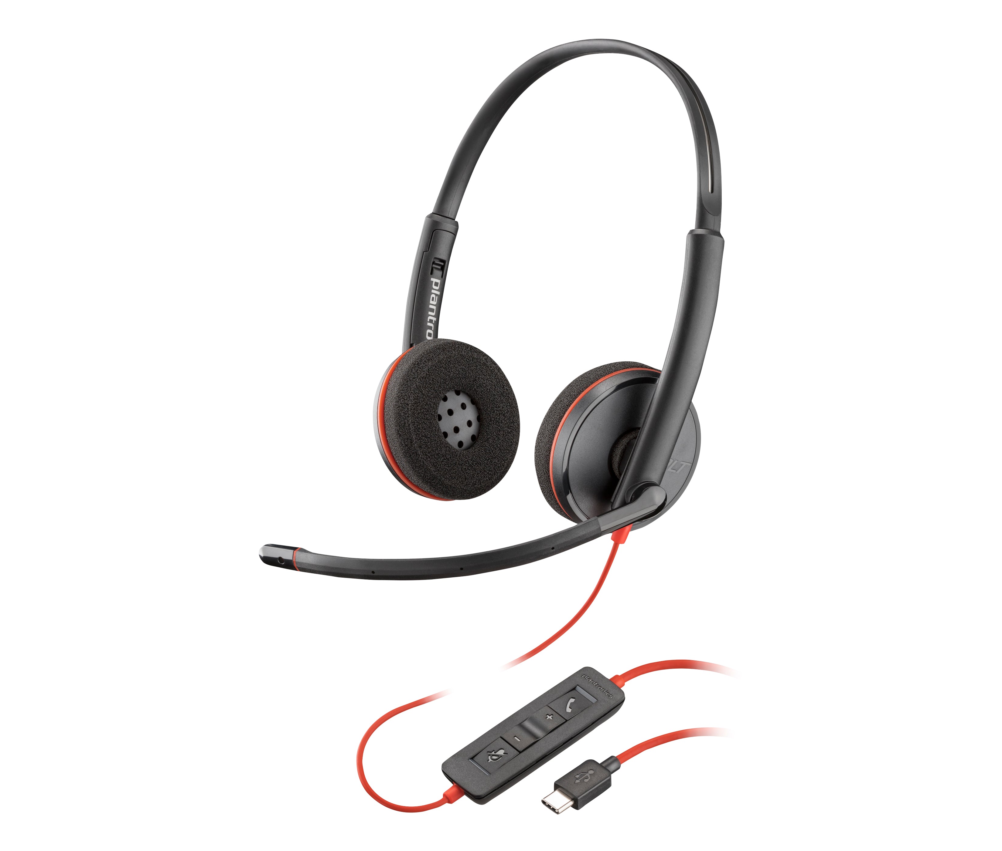 Poly Blackwire C3220 Office-Headset – On-Ear, Stereo, Kabelgebunden (USB-C), mit Tragetasche, Schwarz