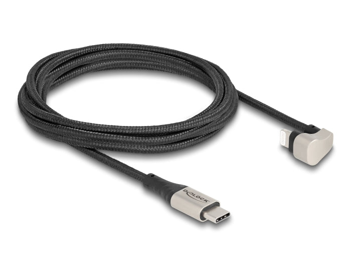 DeLOCK Daten- & Ladekabel – USB-C auf Lightning 2 m, geflochten, Schwarz – für iPhone/iPad