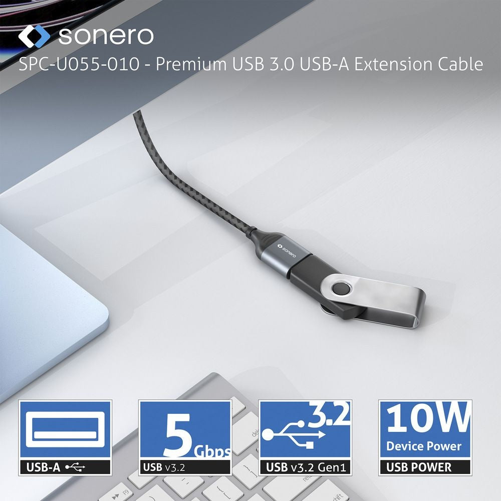 Sonero USB-A-Verlängerungskabel – USB 3.2 Gen 1, 1 m