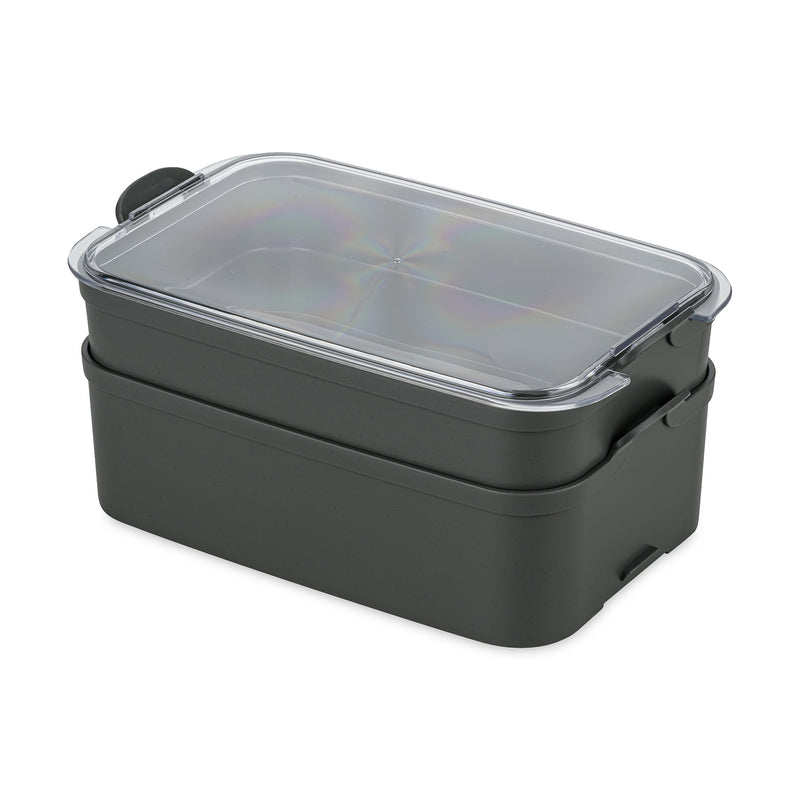 Koziol STAKK – Lunchbox 2 l, 14 × 22,8 × 10,8 cm, Biokunststoff, grau/transparent