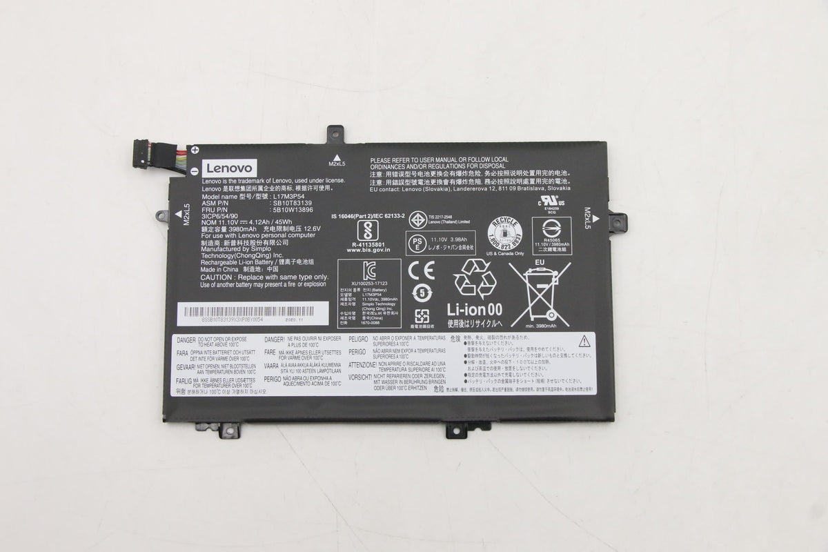 Lenovo Notebook-Akku – für Lenovo-Notebooks – 45 Wh, 11,1 V (3 Zellen) – Schwarz