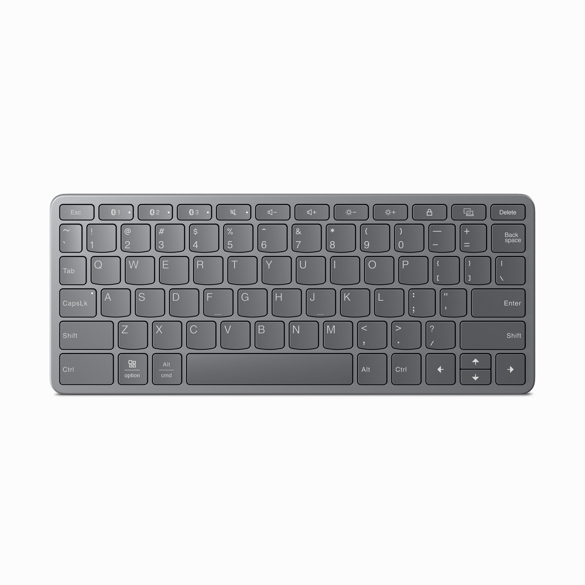 Lenovo Tastatur – kabelgebunden & Bluetooth – USB-C – QWERTY (US-INT) – ohne Ziffernblock – Grau