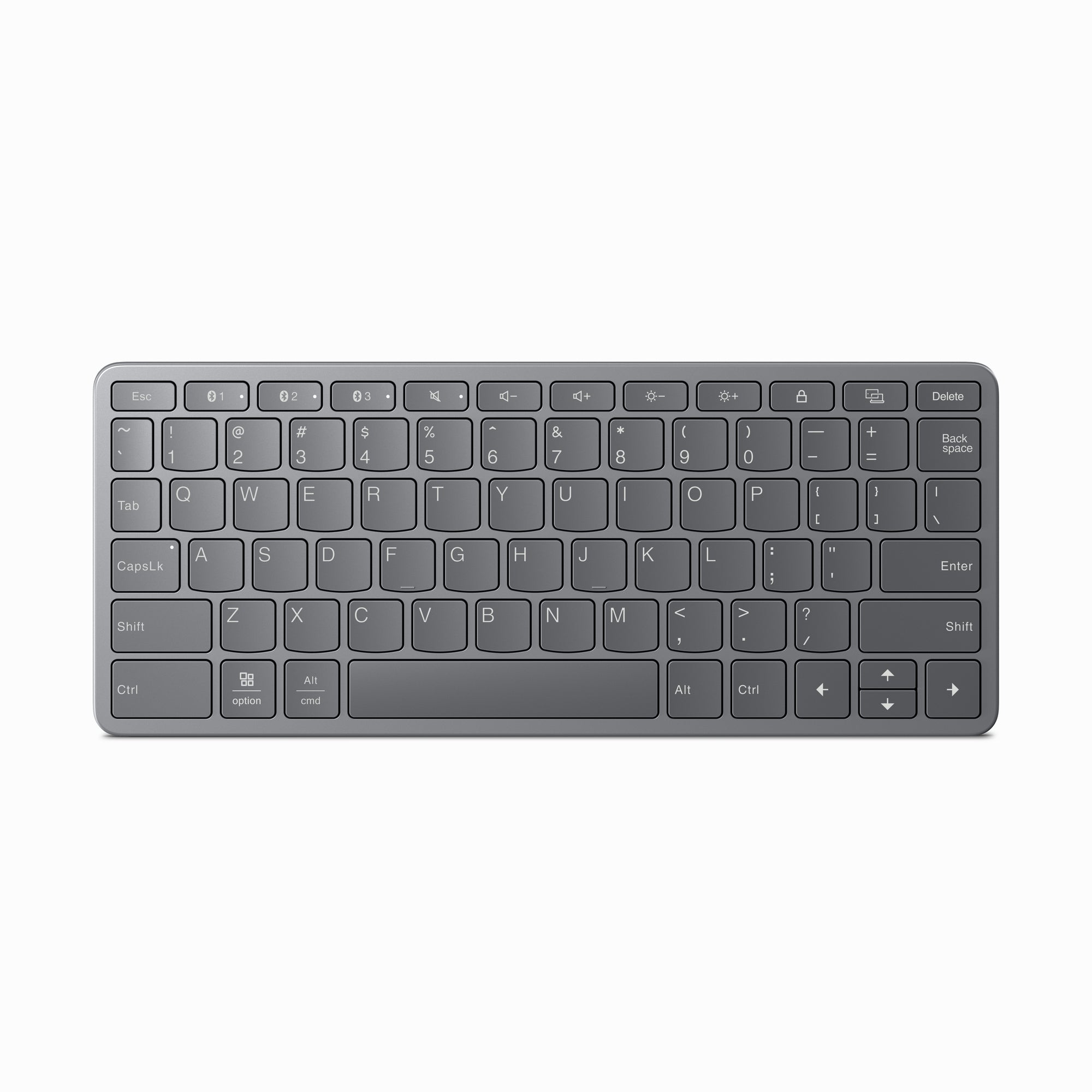 Lenovo Tastatur – kabelgebunden & Bluetooth – USB-C – QWERTY (US-INT) – ohne Ziffernblock – Grau