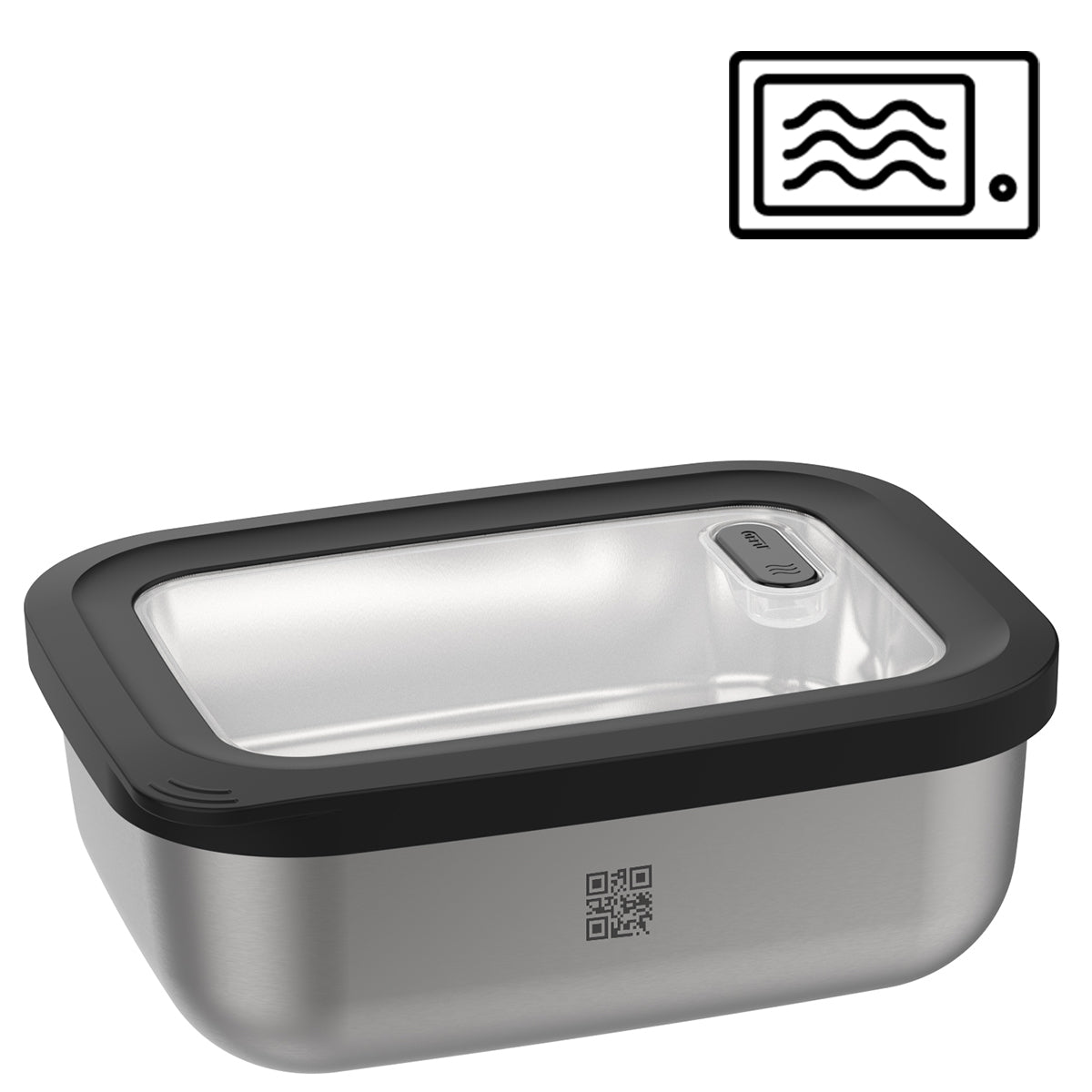 GEFU Vorratsdose 2,6 l, 18,5 × 24 × 9 cm, Edelstahl/Polypropylen (PP), Schwarz/Silber