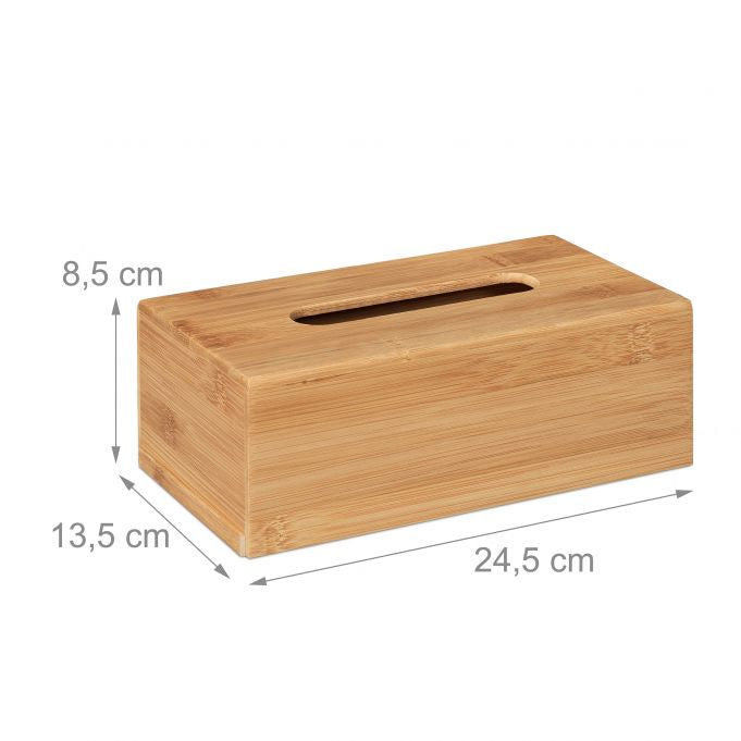 Relaxdays Kosmetiktuchbox – freistehend, Bambus, 24,5×8,5×13,5 cm