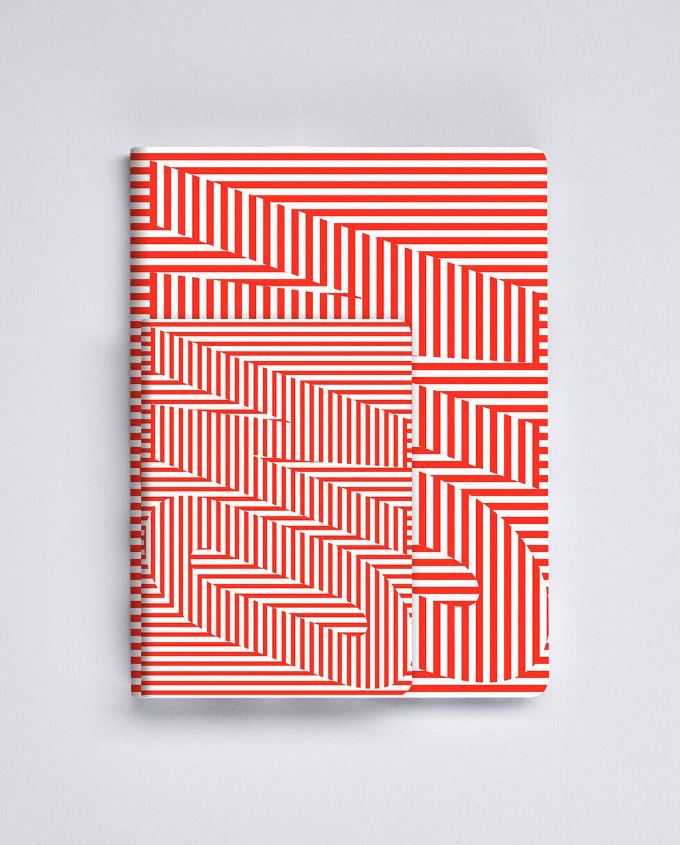 nuuna Notizbuch – A6 – punktiert – 176 Seiten – 120 g/m² – Softcover, Fadenheftung, nummeriert – rot/weiß