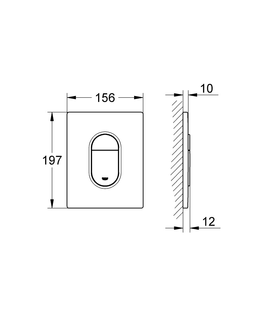 GROHE Arena Cosmopolitan – Abdeckplatte – Kunststoff, Schwarz, 15,6 × 1,2 × 19,7 cm