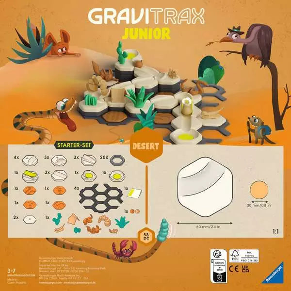 Ravensburger GraviTrax Junior Starter Set S My Desert Kugelbahn – 58-teilig – ab 3 Jahren – FSC-Holz – mehrfarbig