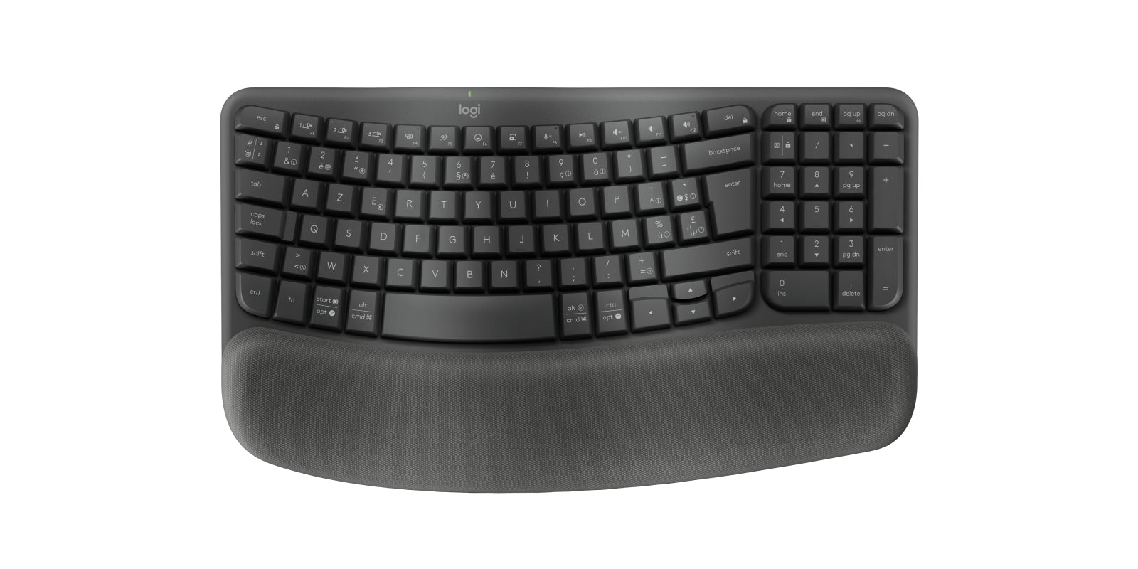 Logitech Wave Central-419 – Tastatur, kabellos (Bluetooth/2,4 GHz), ergonomisch, grau