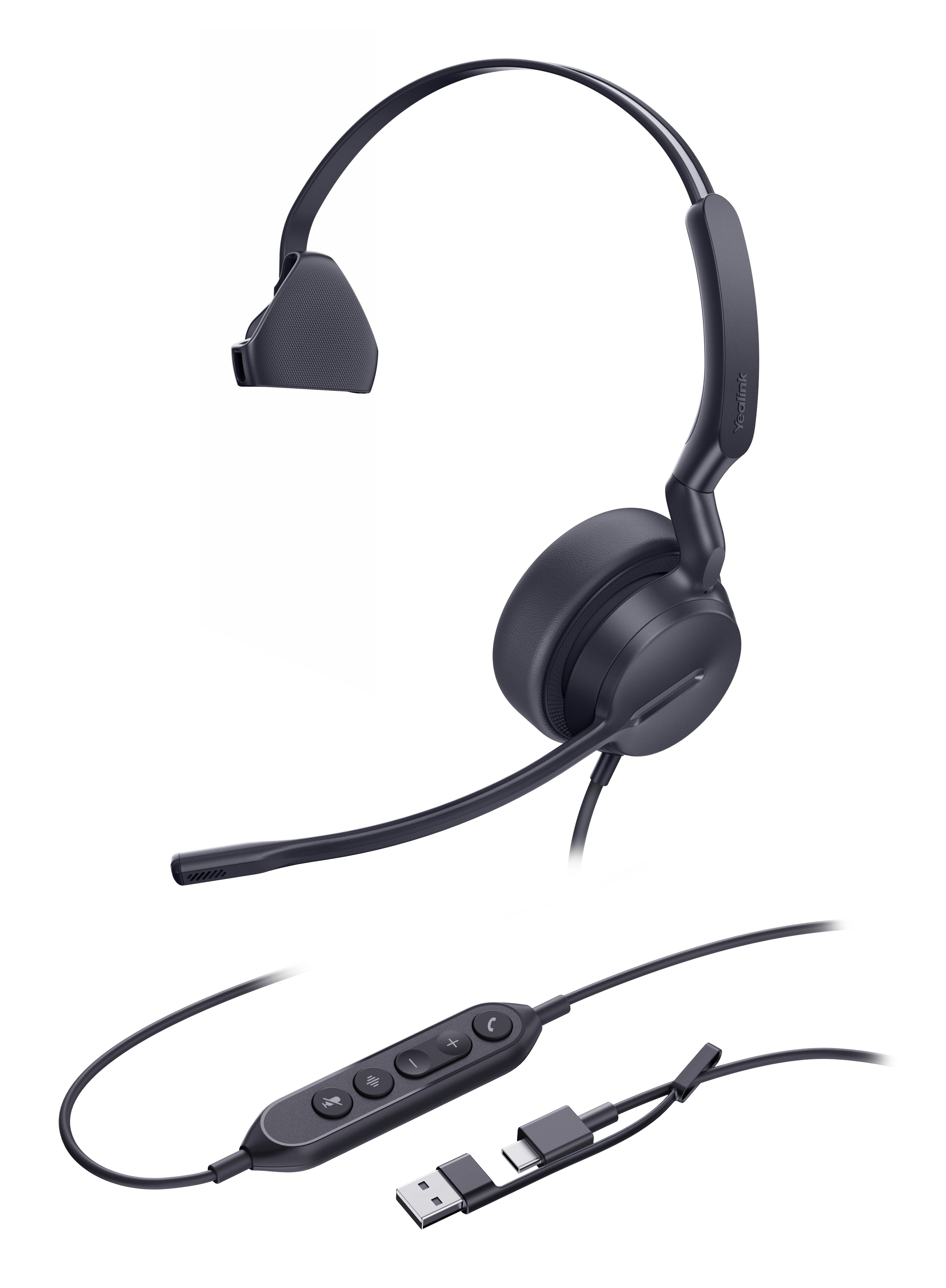 Yealink UH42 Office-Headset – On-Ear, Mono, Kabelgebunden, USB-C/USB-A, Schwarz