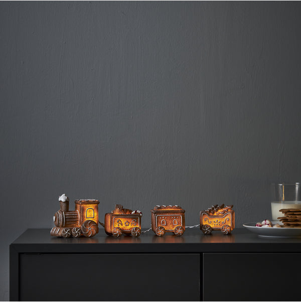 Star Trading Dekorationsfigur Gingerville – 30 × 6 × 9 cm, Warmweiss, Braun, Batteriebetrieb, 2× AA