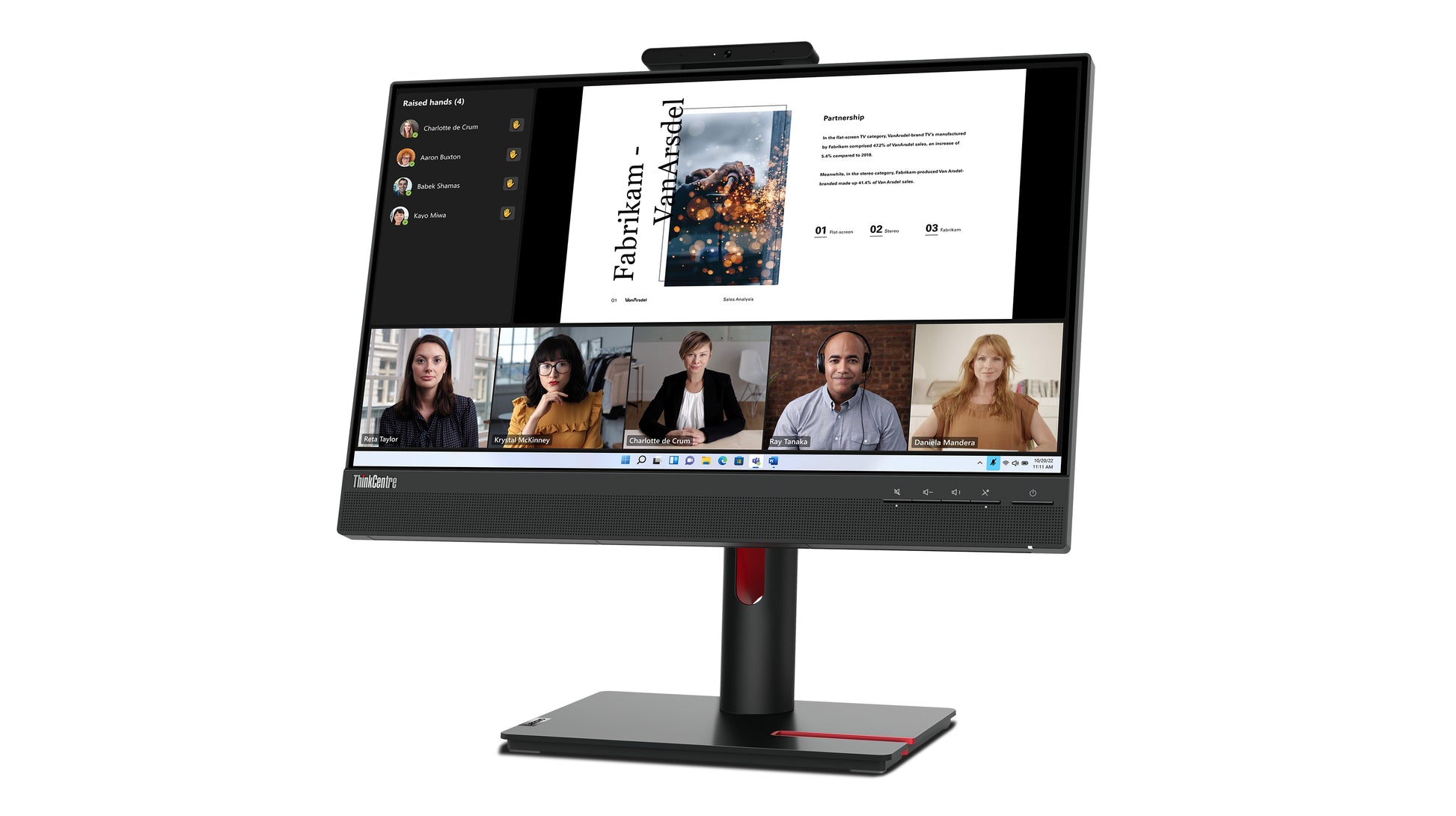 Lenovo Thinkcentre Tiny-In-One 22 – Monitor, 21,5", IPS, Touch, 60 Hz, 250 cd/m², VESA 100 × 100, Schwarz