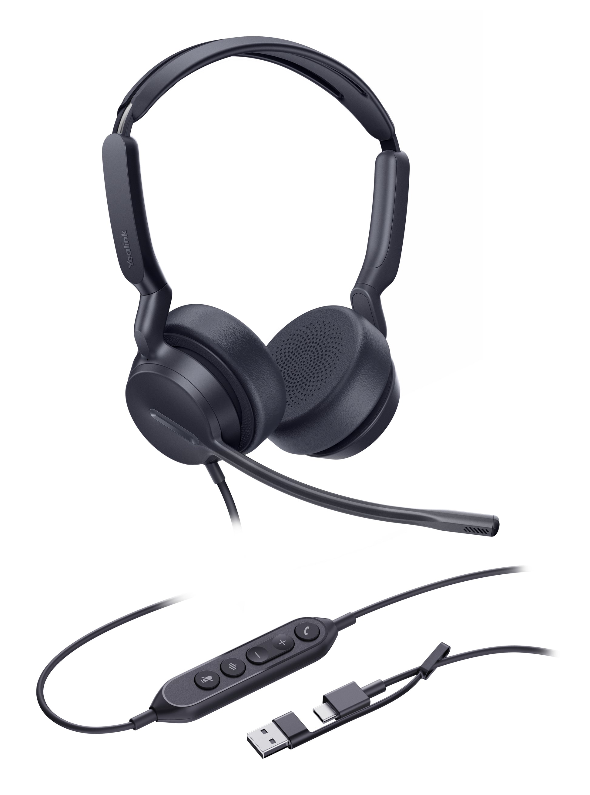 Yealink UH42 Dual UC Office-Headset – On-Ear, Stereo, Kabelgebunden, USB-C/USB-A, UC-optimiert, Schwarz