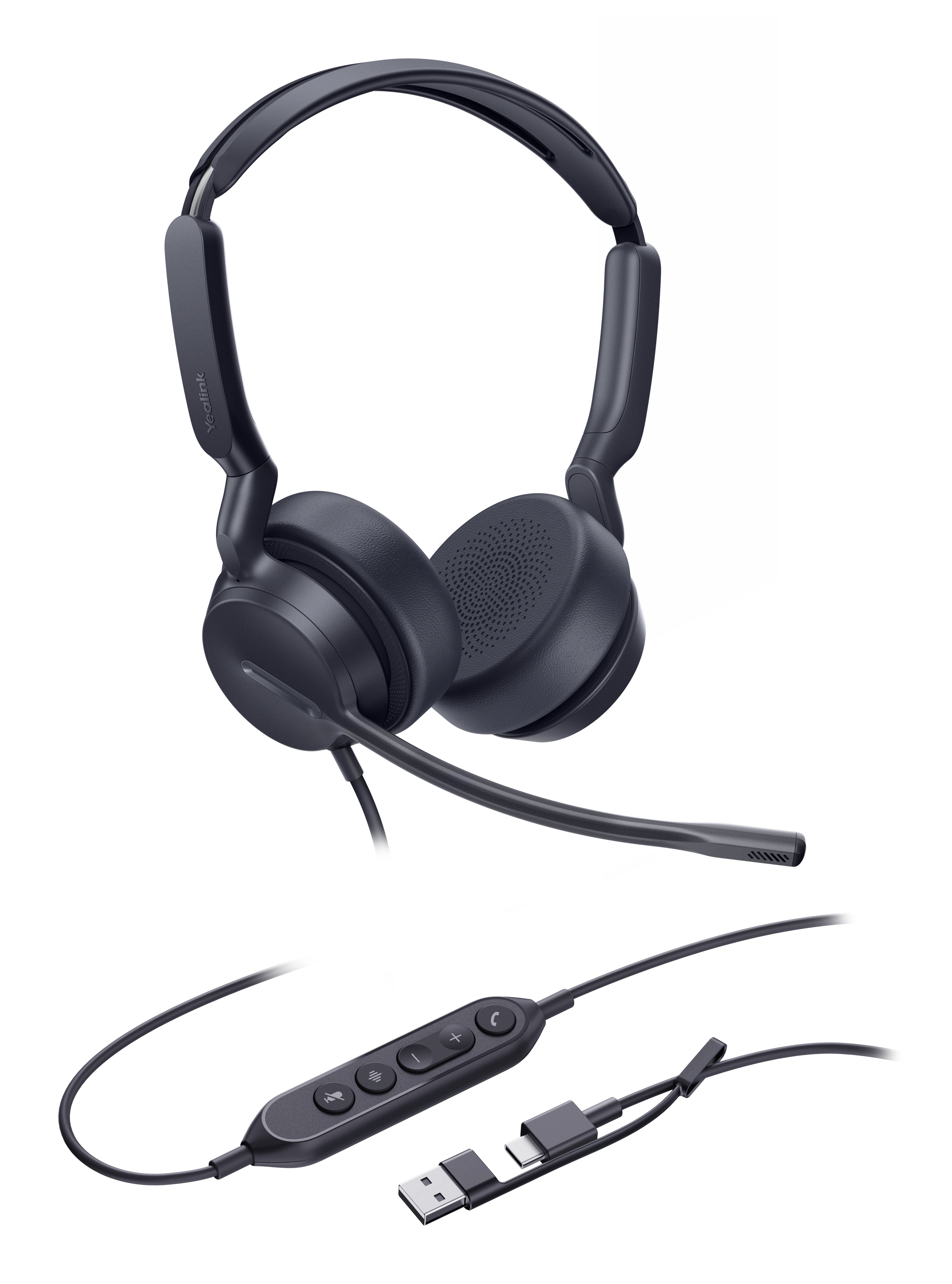 Yealink UH42 Dual UC Office-Headset – On-Ear, Stereo, Kabelgebunden, USB-C/USB-A, UC-optimiert, Schwarz