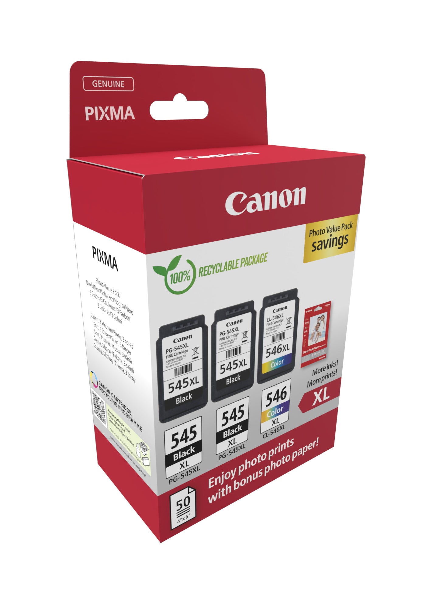 Canon Tintenpatronen-Multipack PG-545/CL-546, 3er-Pack – für PIXMA