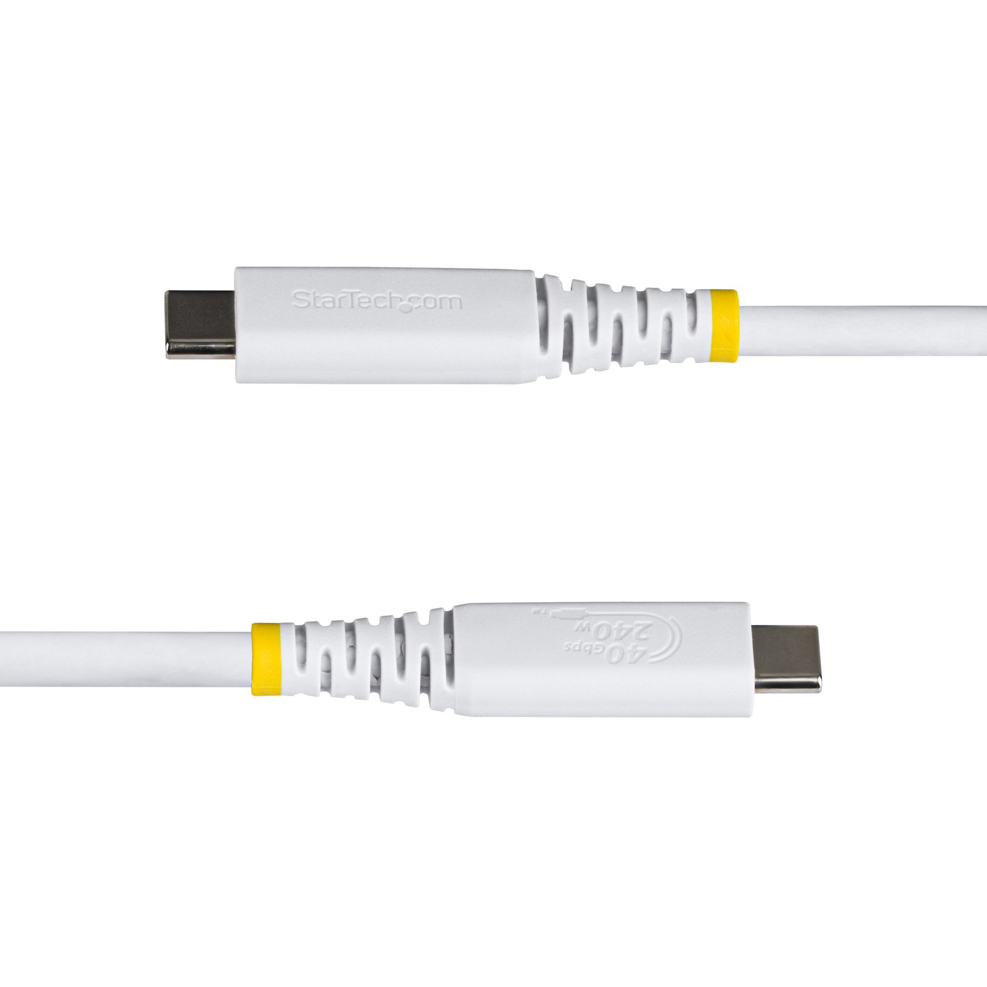 StarTech.com USB-C auf USB-C Kabel – USB4 40 Gbit/s – 1 m – PD 240 W – DP 2.1 – TPE-Mantel – Weiss