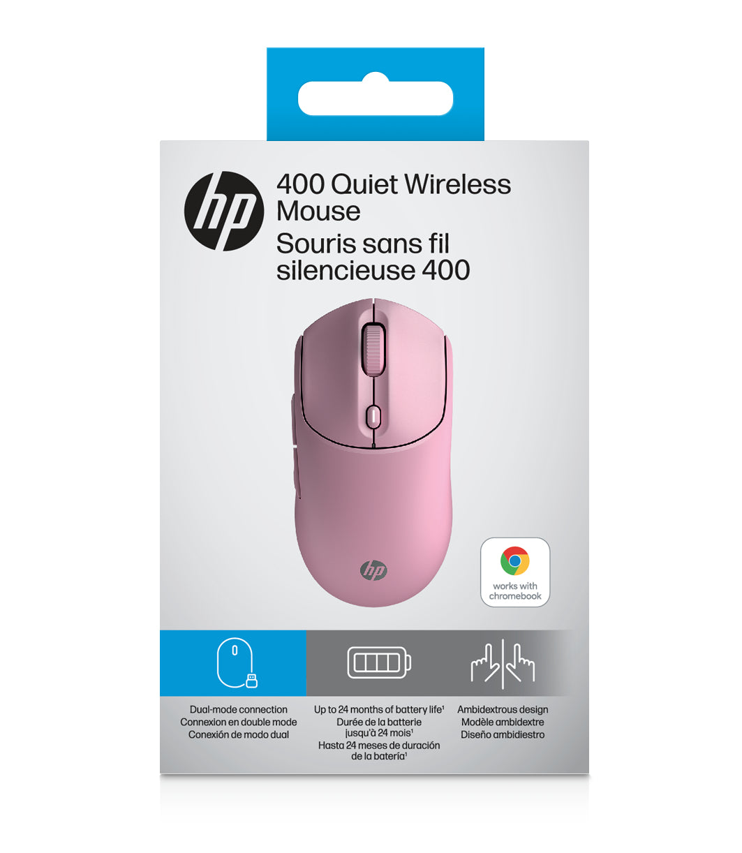 HP 400 – Maus – Kabellos (Bluetooth/2,4 GHz), 6000 DPI, Beidhändig, Pink
