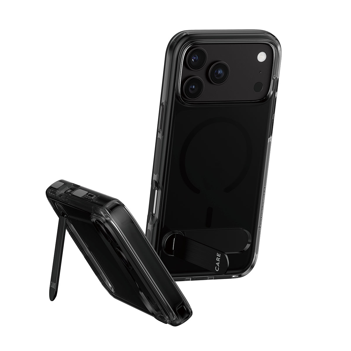 PanzerGlass CARE Kickstand – Backcover – für Apple iPhone 18 Pro Max / iPhone 17 Pro Max, PC+TPU, Smokey Schwarz
