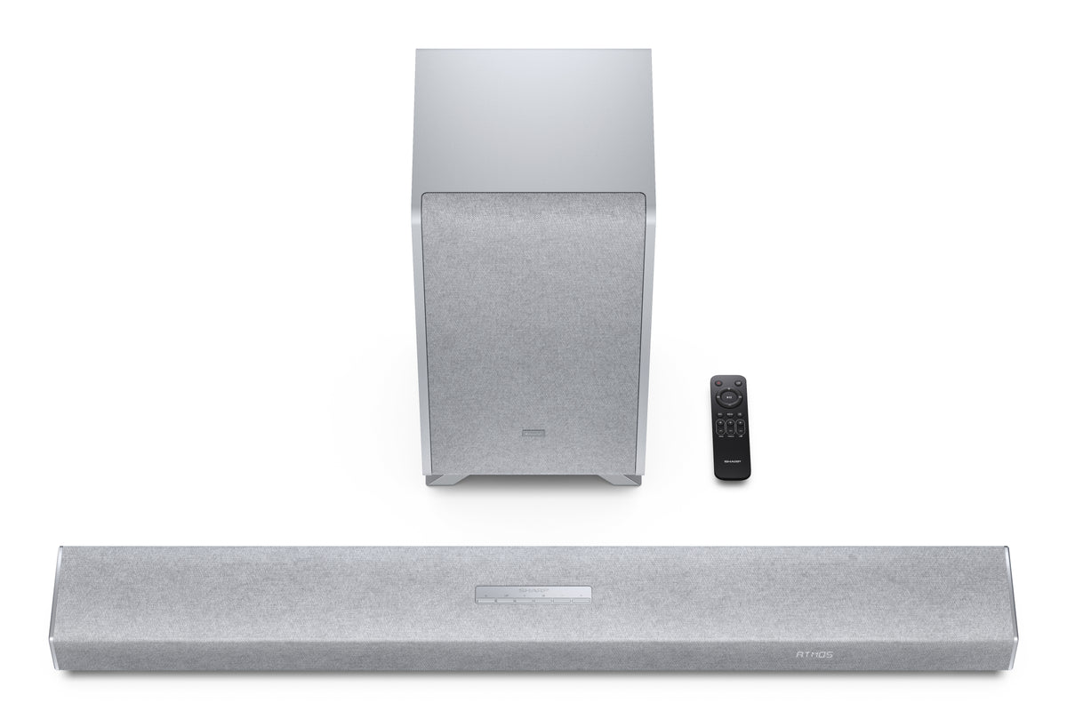 Sharp HT-SBW53121SL – Soundbar – 3.1.2, Dolby Atmos/DTS:X, mit kabellosem Subwoofer, 182 W – Silber