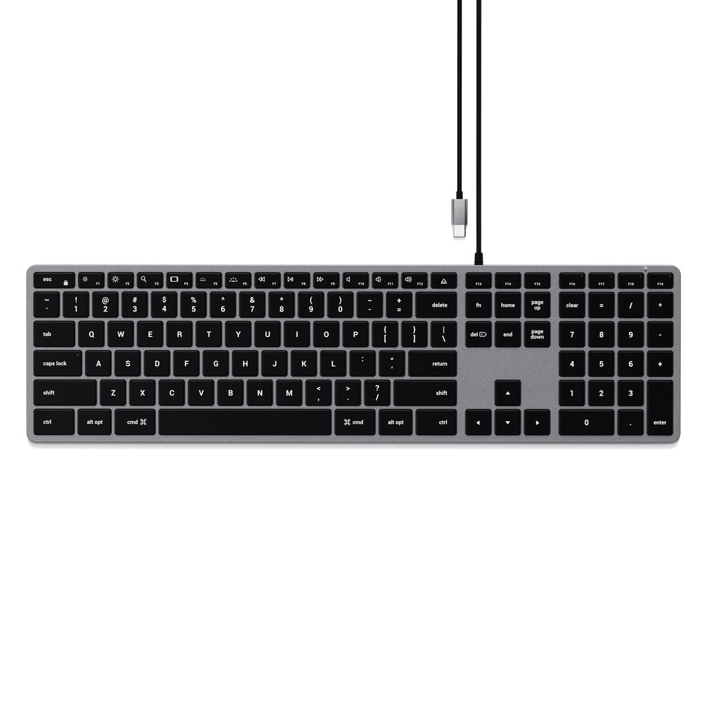 Satechi Slim W3 – Tastatur – kabelgebunden – USB‑C – QWERTZ (CH) – beleuchtet – Aluminium, Schwarz