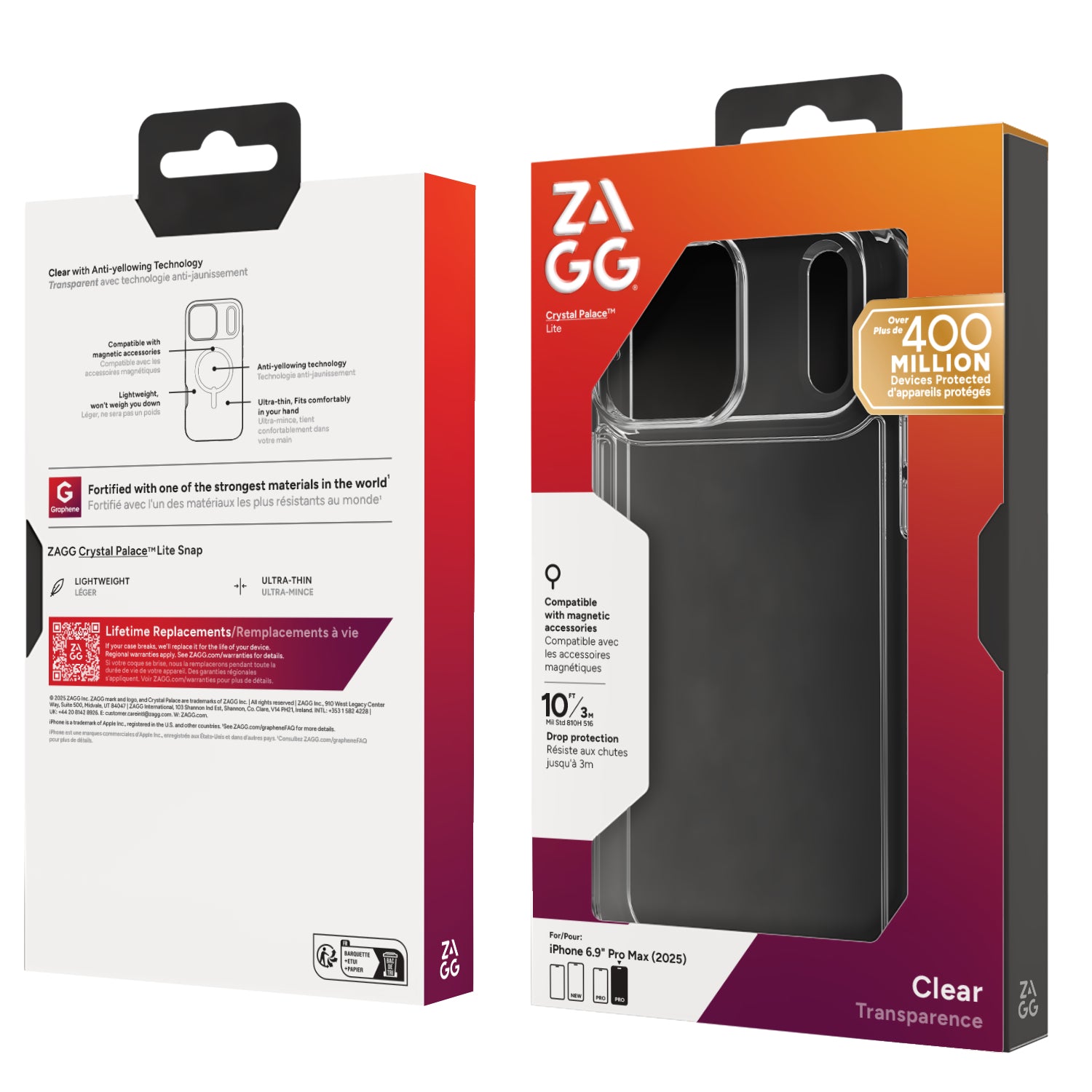 ZAGG Crystal Palace Lite Backcover – für Apple iPhone 17 Pro Max, Graphen, Transparent, bis 3 m Sturzsicher