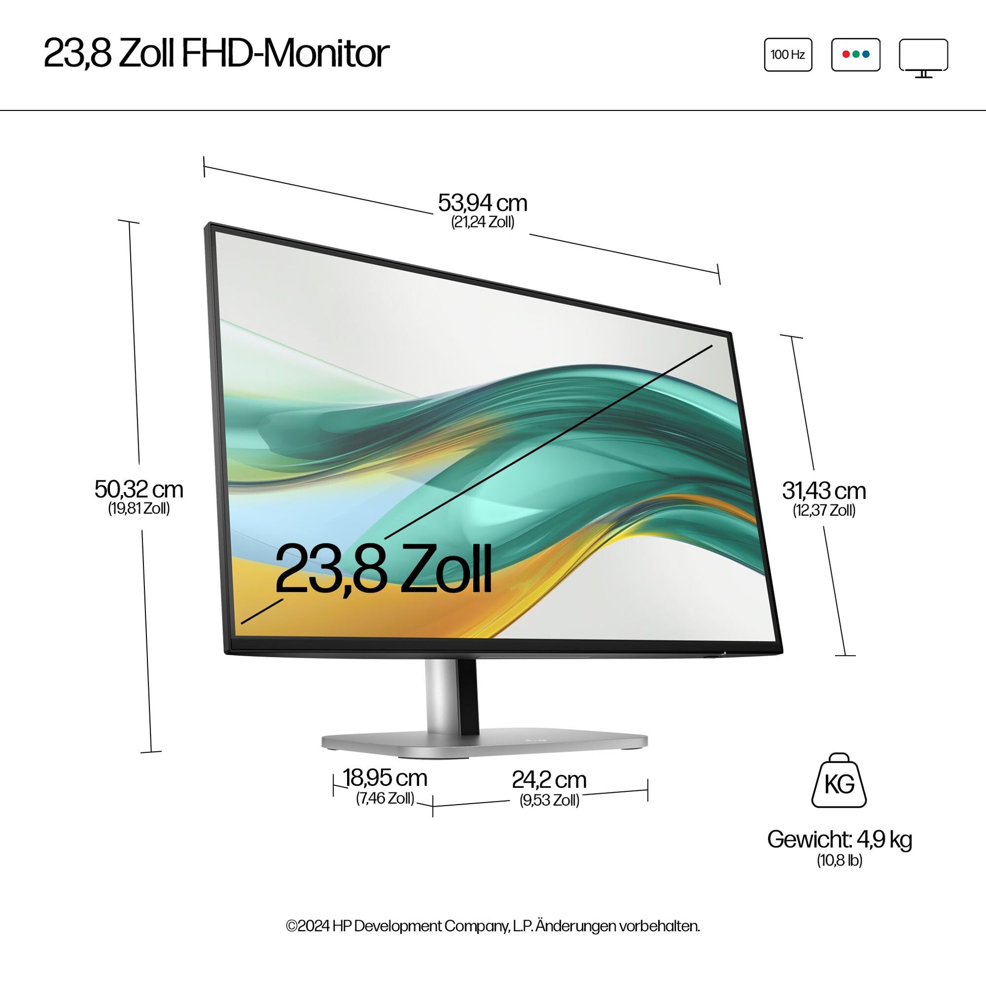 HP Serie 5 Pro 524pf – Monitor, 23,8", 1920 × 1080 (Full HD)