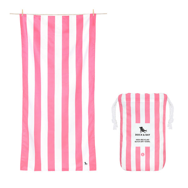 Dock & Bay Strandtuch CABANA – 90 × 200 cm, Pink/Weiss, Polyester/Polyamid