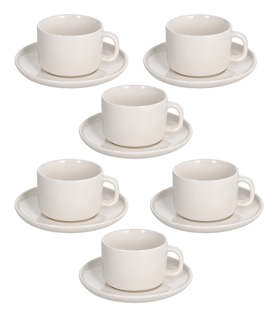 Tognana Porcellane Tognana Kaffeetassen-Set Edge – 6-teiliges Set, 220 ml, Ø 8,5 cm, Porzellan, Weiss, spülmaschinenfest