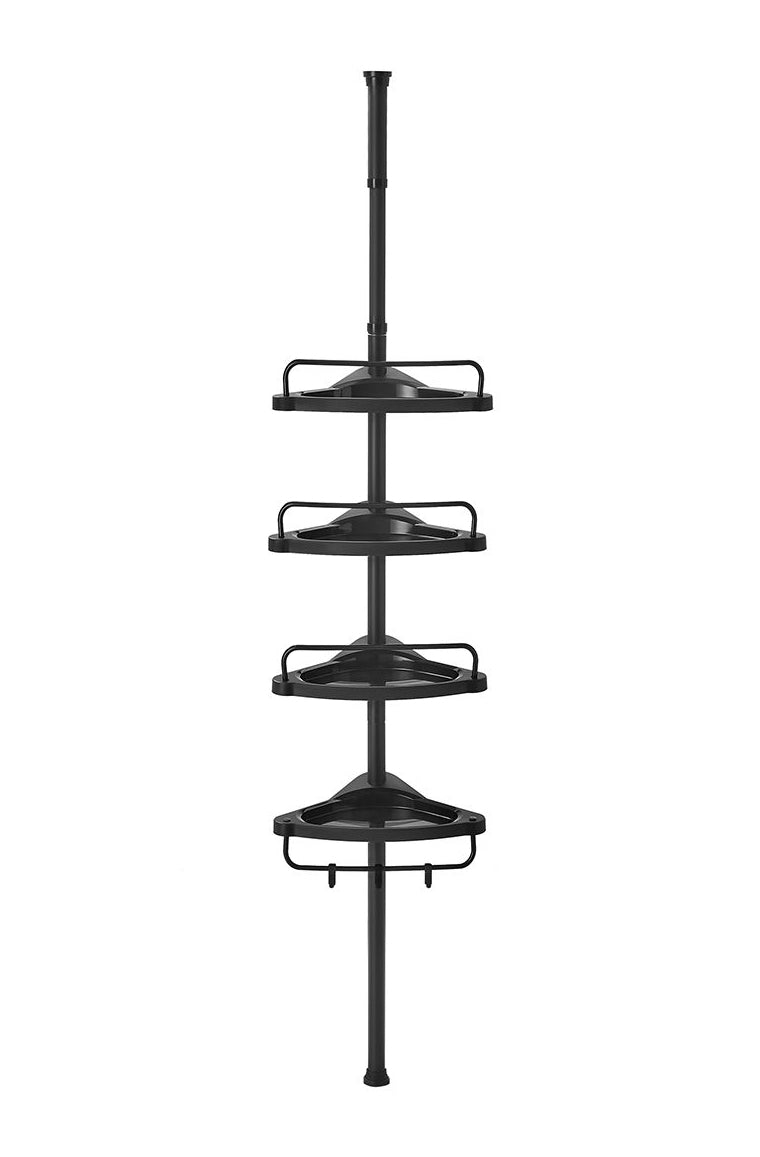 Songmics Duschregal – 85–305 cm, 4 Ablagen, Stahl/Kunststoff, 2 kg pro Ablage, Klemmen, Schwarz