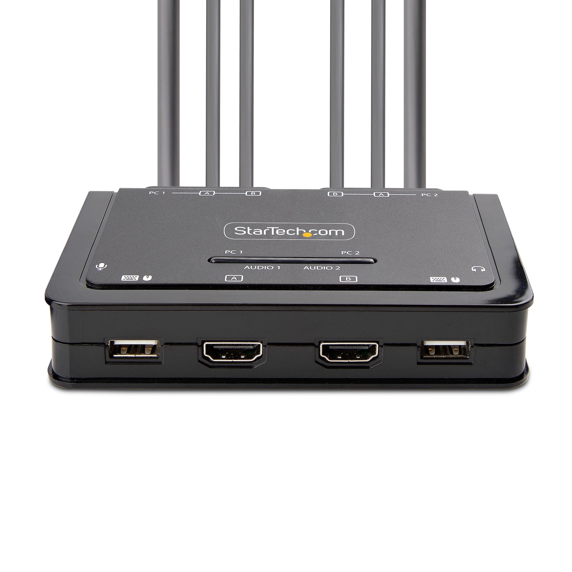 StarTech.com C2-DH46-UA2-CBL-KVM – 2-Port HDMI KVM-Switch, Dual-View – 4096 × 2160/60 Hz, USB 2.0-Hub, Audio