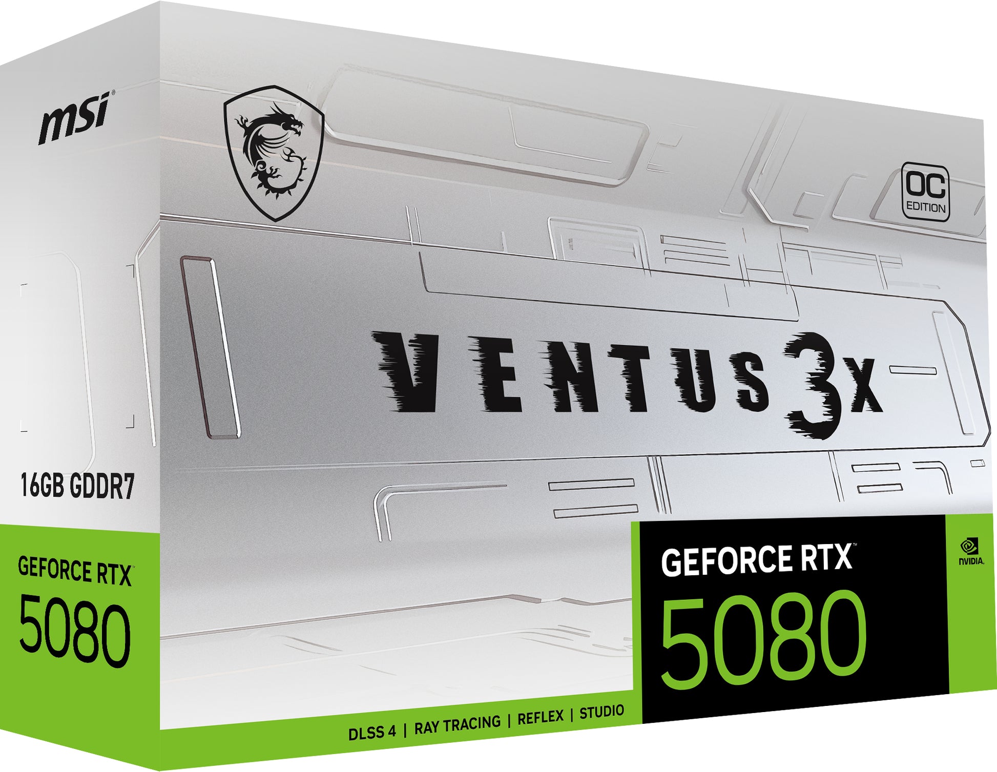 MSI GeForce RTX 5080 VENTUS 3X OC 16G – Grafikkarte, 16 GB GDDR7, 3×DP 2.1, PCIe x16 5.0, Weiss