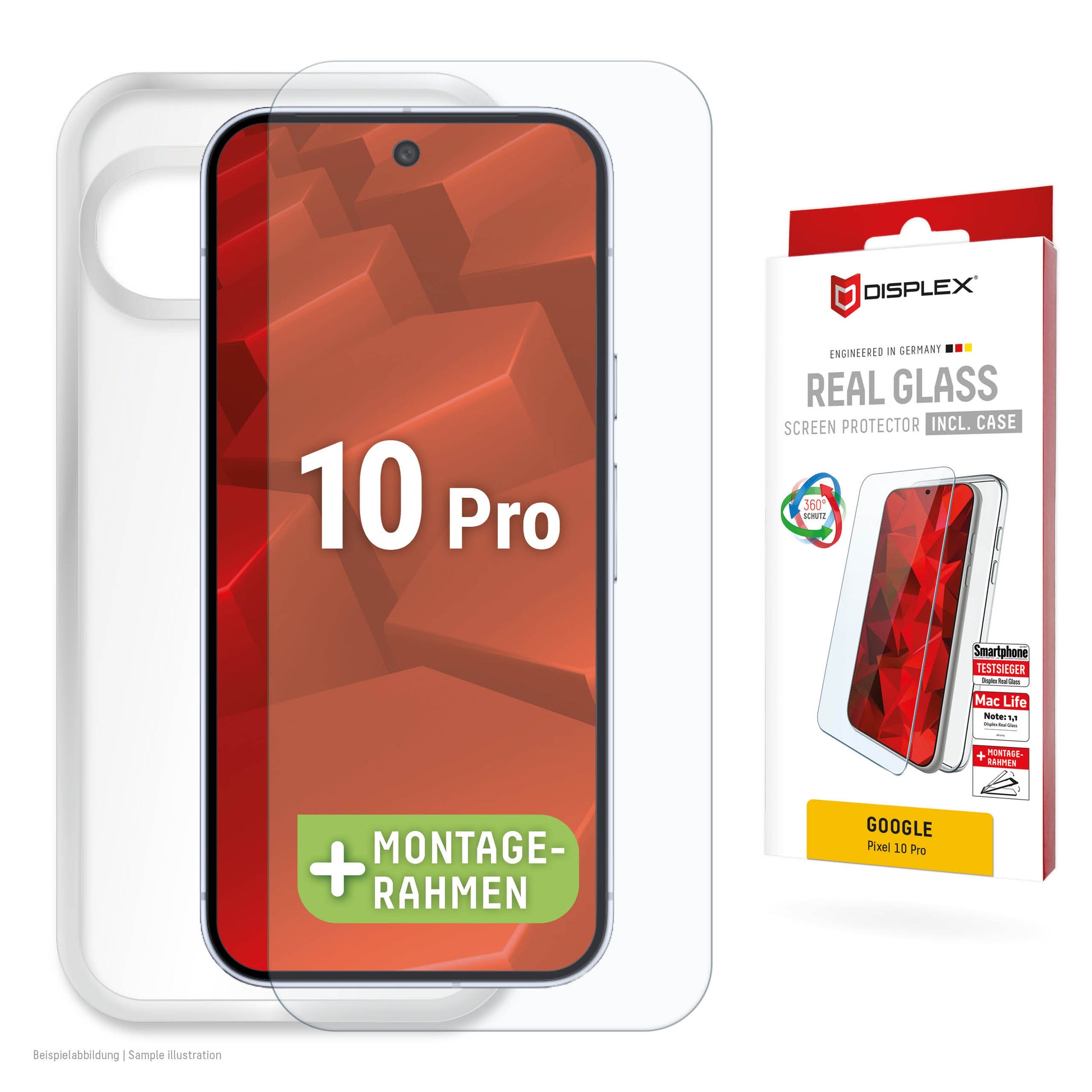 Displex Displayschutz (Panzerglas), 10H – für Pixel 10 Pro – mit Applikator