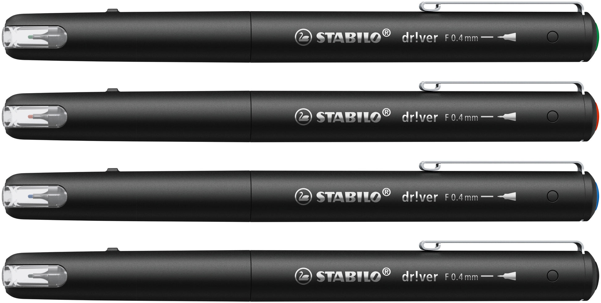 STABILO driver Fineliner Etui – 4er Etui, 0,4 mm, 4 Farben