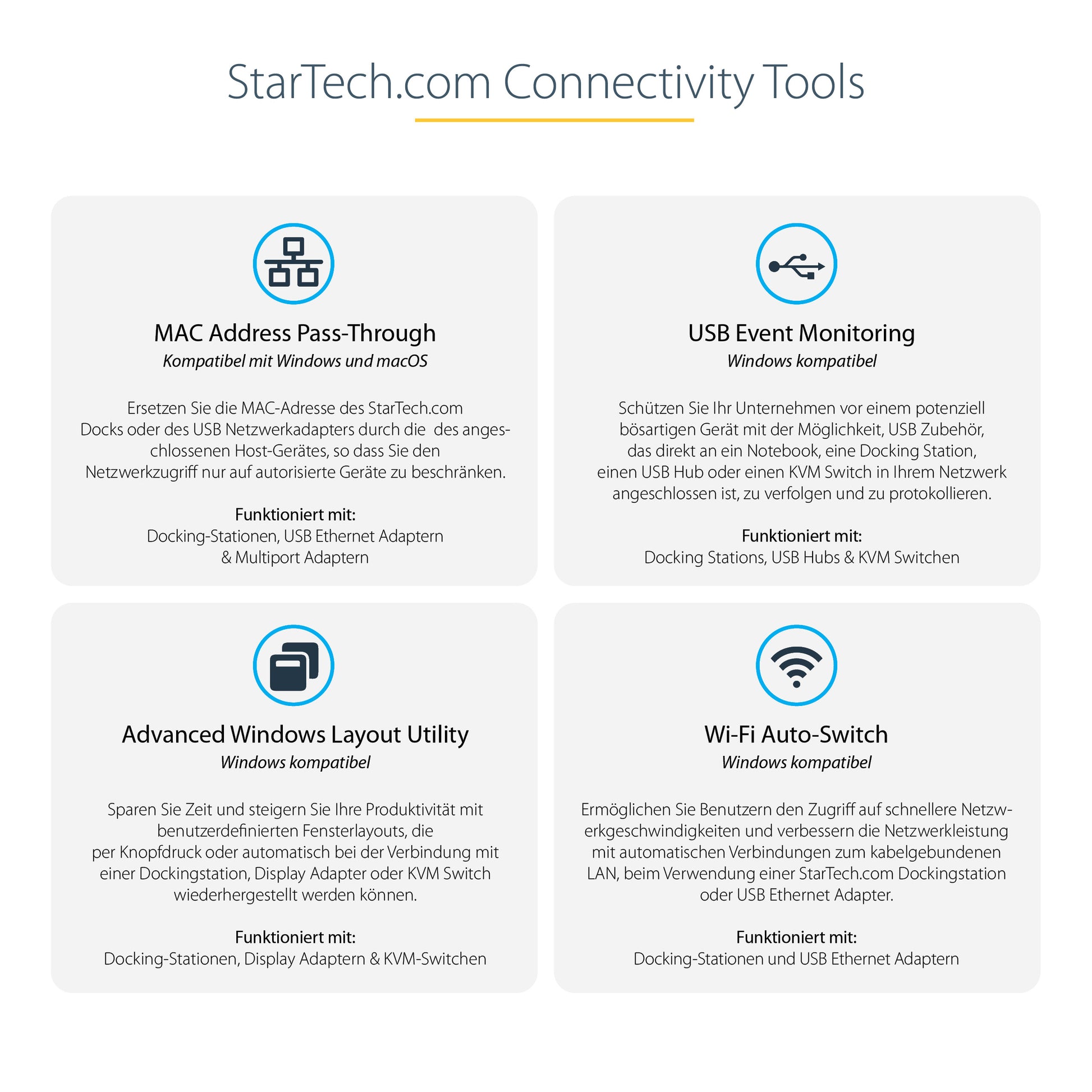 StarTech.com Dockingstation – Thunderbolt 4, 4× USB-A, 96 W PD, GbE, SD/microSD, 3,5 mm Audio, für Windows/Mac