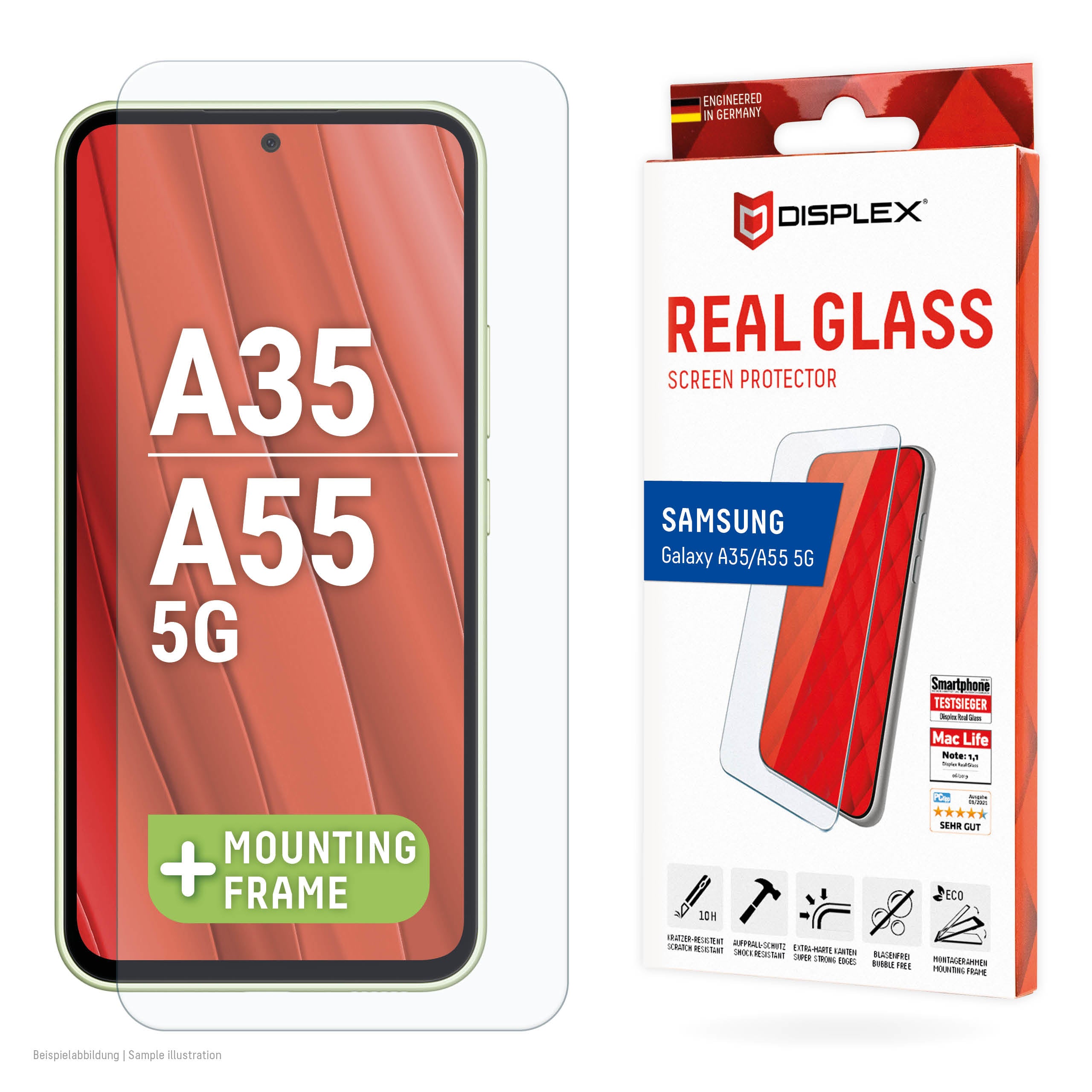 E.V.I. Displayschutz (Folie), 10H – für Galaxy A35/A55 5G – mit Applikator