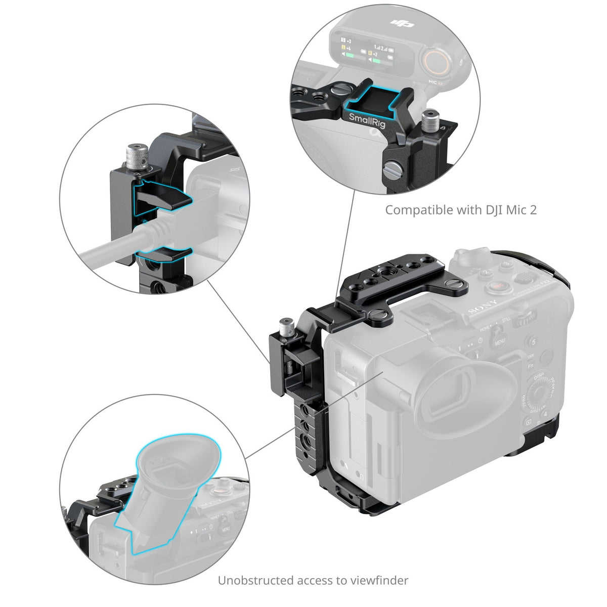 SmallRig 5587 Käfig – Aluminium, Edelstahl, 159,9 × 100,4 × 65,8 mm – für Sony FX2 – Schwarz